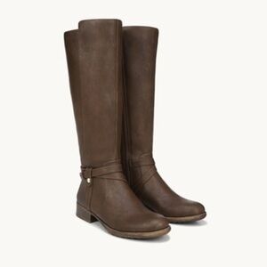 LIFE STRIDE Dark Tan Brown Stud Crisscrossing Xtrovert Riding Boot  New In Box.
